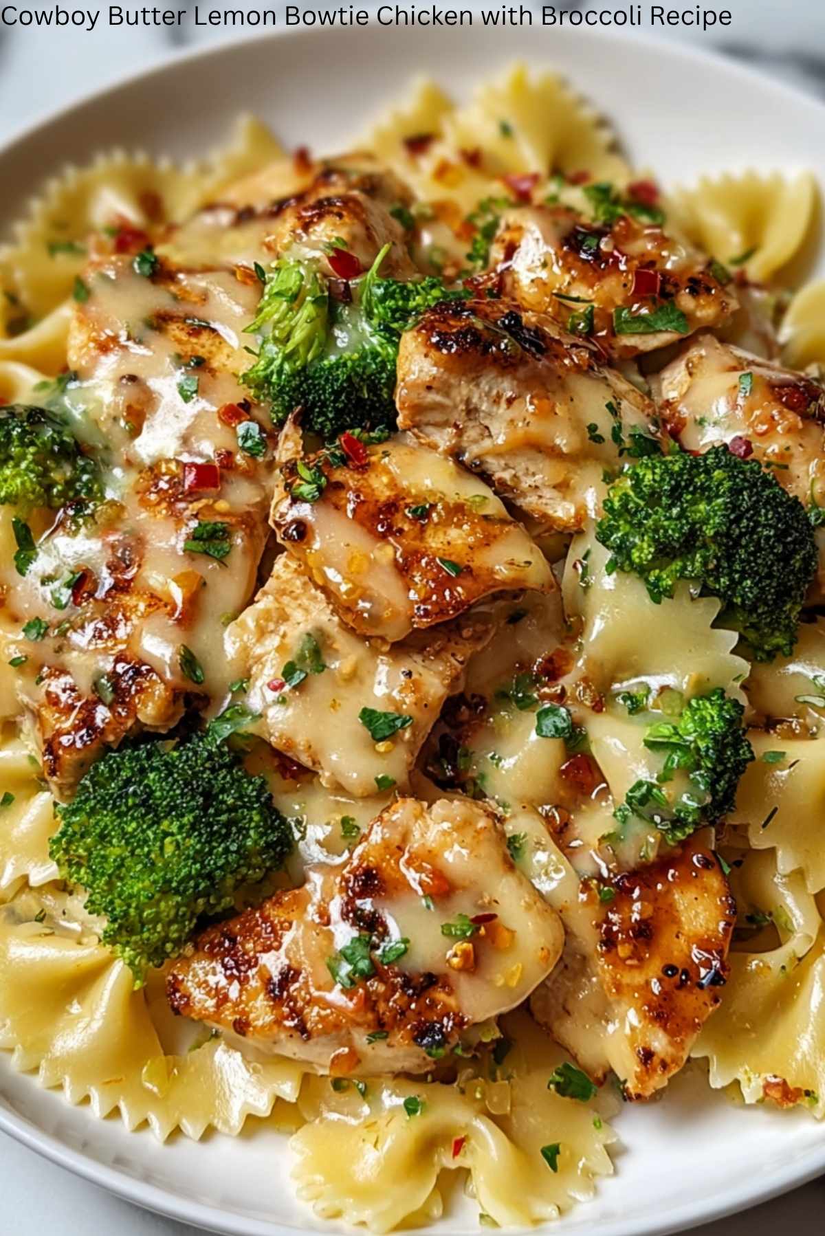 Cowboy Butter Lemon Bowtie Chicken with Broccoli Recipe