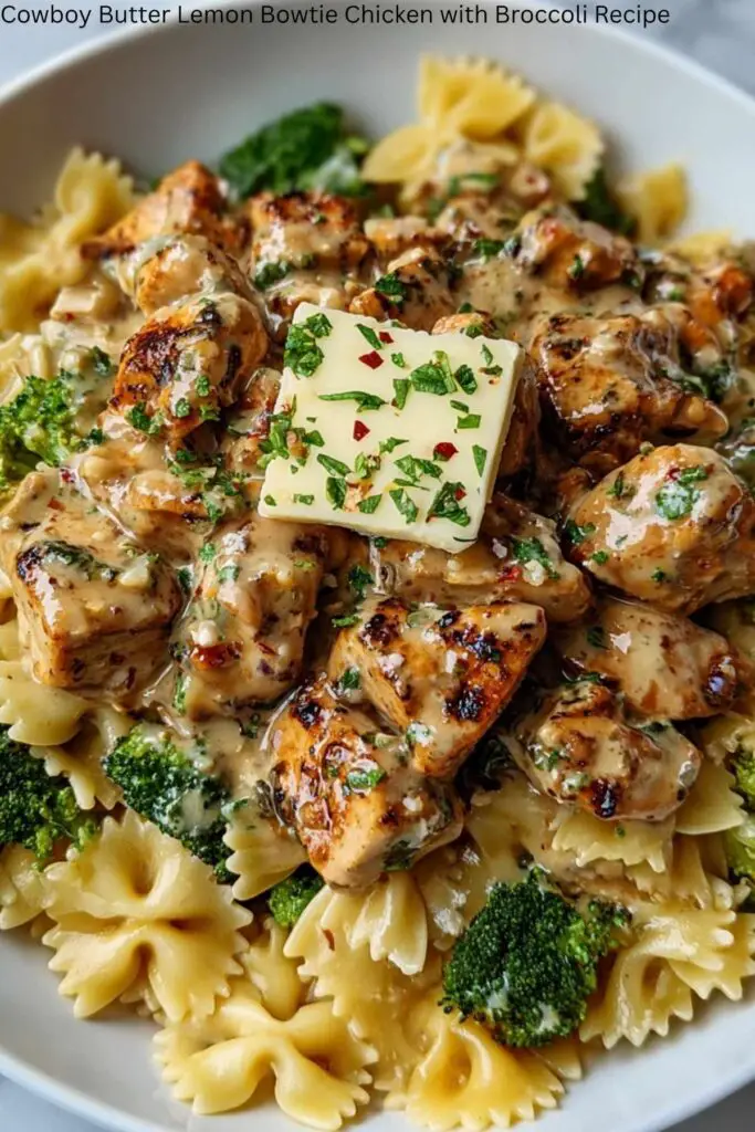 Cowboy Butter Lemon Bowtie Chicken with Broccoli Recipe