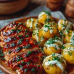 Honey BBQ Chicken with Creamy Garlic Parmesan Potatoes Recipe
