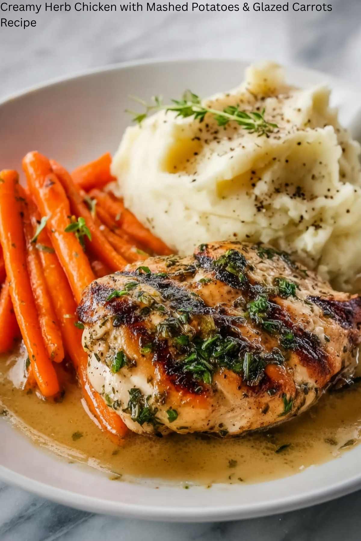 Creamy Herb Chicken with Mashed Potatoes & Glazed Carrots Recipe