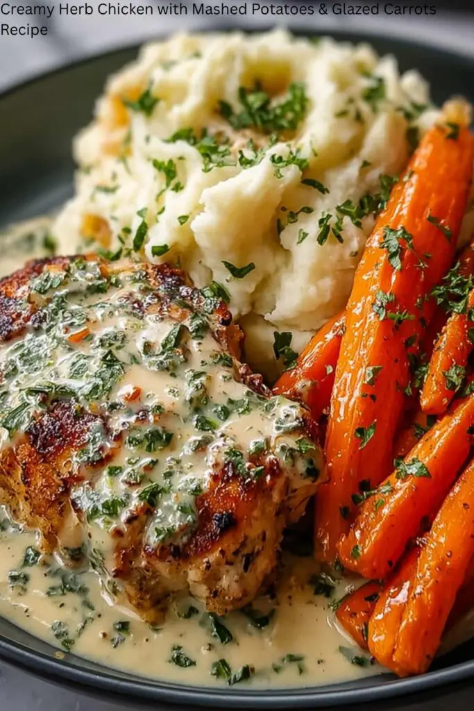 Creamy Herb Chicken with Mashed Potatoes & Glazed Carrots Recipe