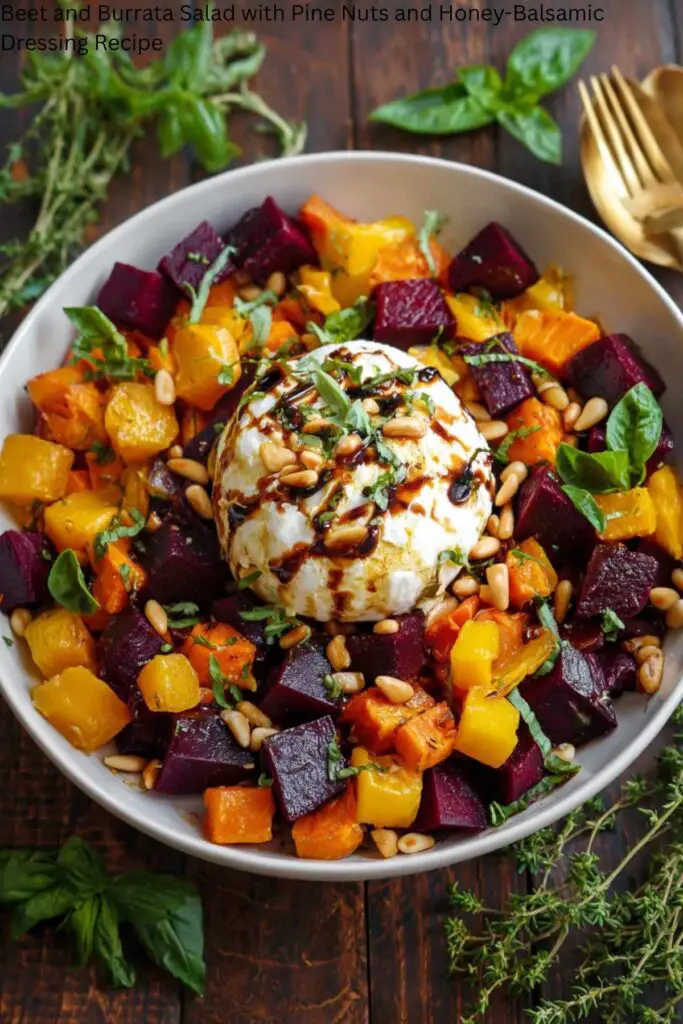 Beet and Burrata Salad with Pine Nuts and Honey-Balsamic Dressing Recipe 4 Beet and Burrata Salad with Pine Nuts and Honey-Balsamic Dressing Recipe