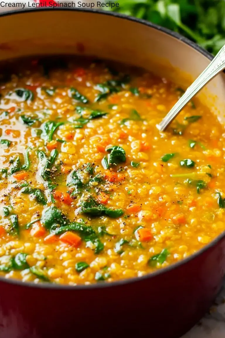 Creamy Lentil Spinach Soup Recipe