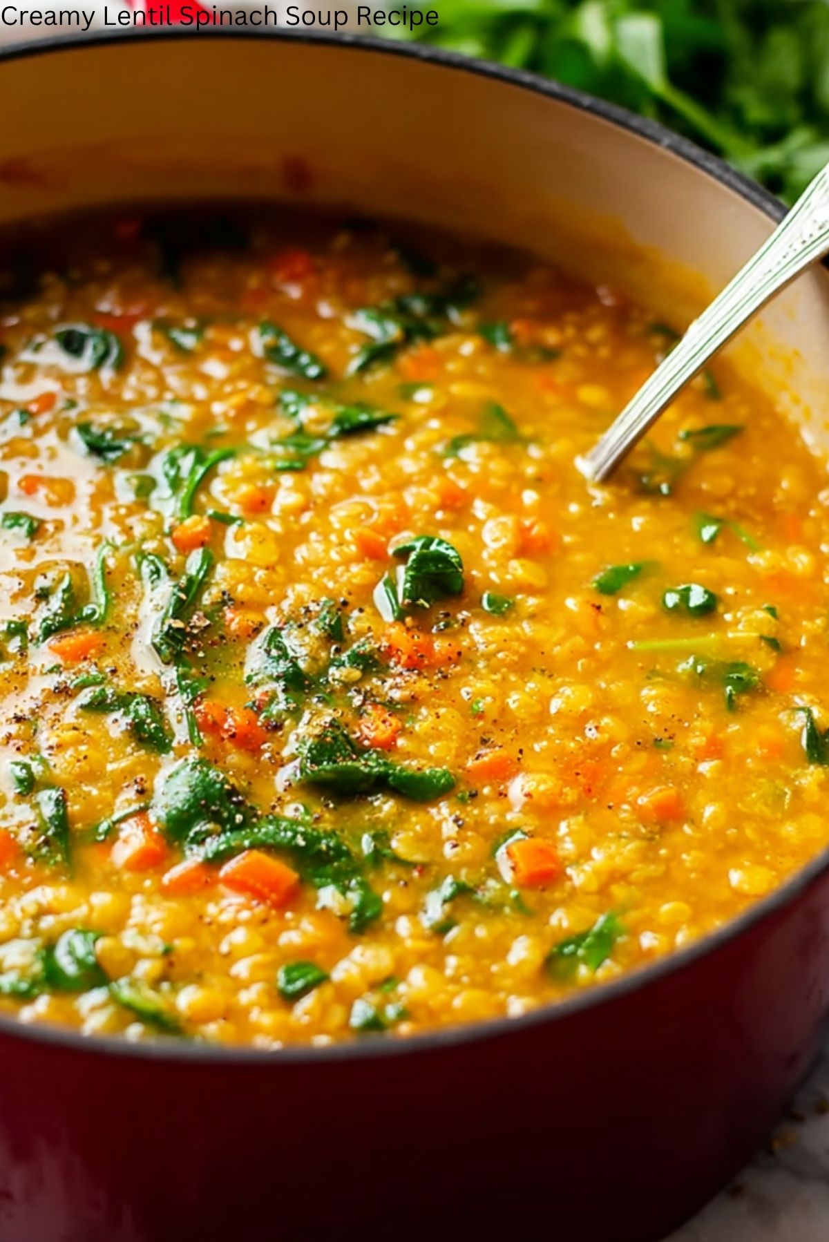 Creamy Lentil Spinach Soup Recipe