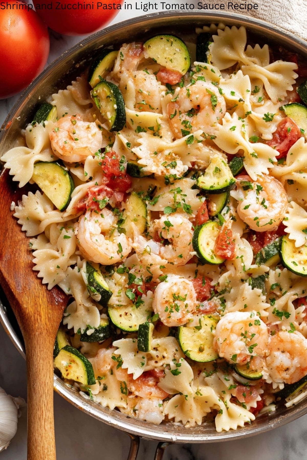 Shrimp and Zucchini Pasta in Light Tomato Sauce Recipe