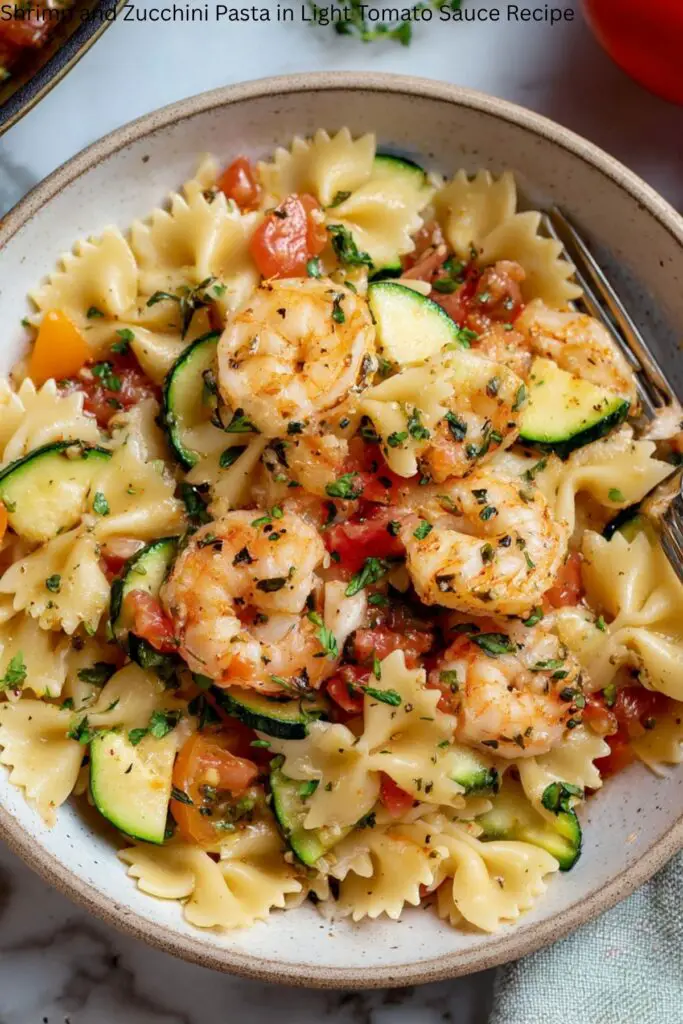 Shrimp and Zucchini Pasta in Light Tomato Sauce Recipe 4 Shrimp and Zucchini Pasta in Light Tomato Sauce Recipe