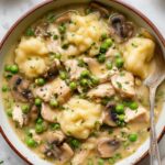 Chicken and Dumplings with Leeks, Mushrooms, and Peas Recipe