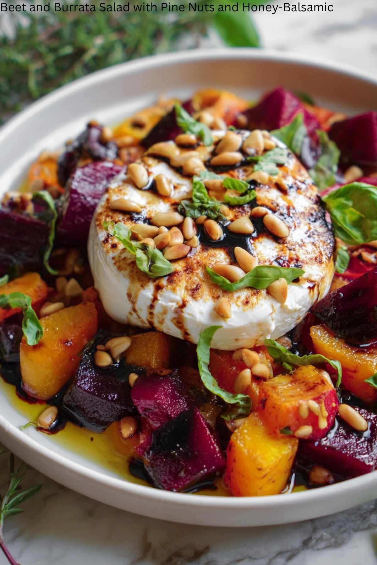 Beet and Burrata Salad with Pine Nuts and Honey-Balsamic Dressing Recipe