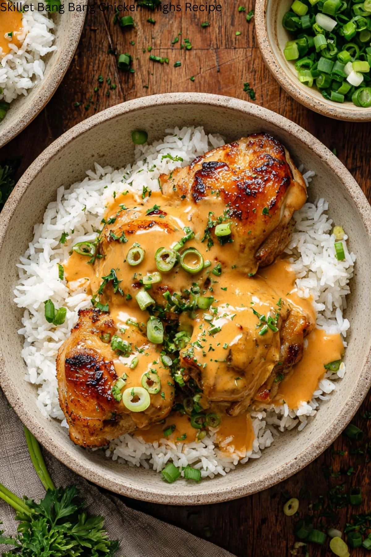 Skillet Bang Bang Chicken Thighs Recipe